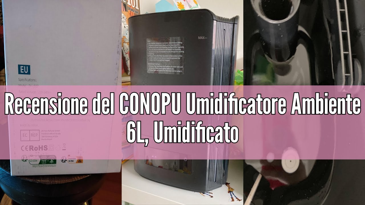 Umidificatore Ultrasuoni 6L CONOPU - Con Diffusore Aromi, Luce LED E Controllo Umidità Automatico - Foto 11