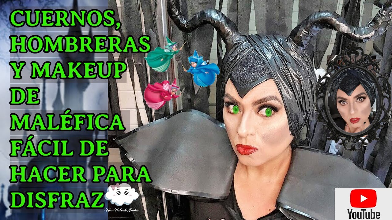 🧛‍♀️Maléfica, Gorro con Cuernos, Hombreras y Makeup DIY