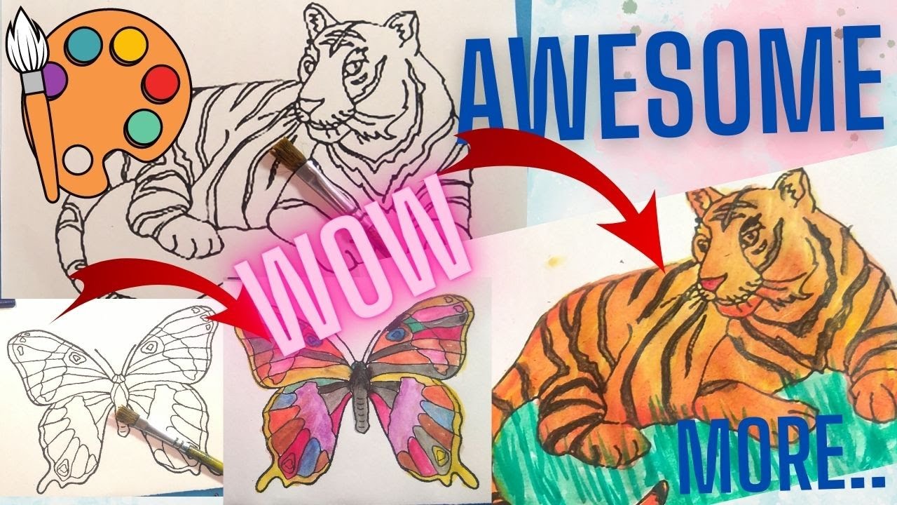 How to Color Animals|How to Hornbill, Butterfly, Frog, Shark, Unicorn, Giraffe, Diragon, Tiger, Lion