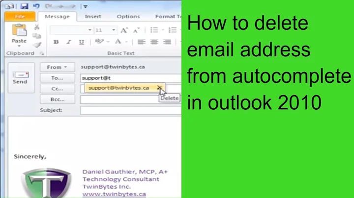 Delete email address from autocomplete in outlook 2010