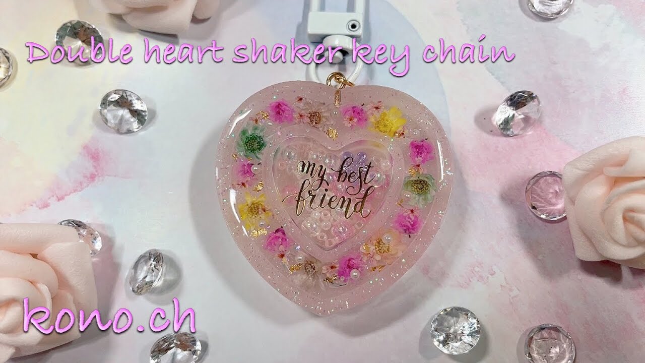 レジン/Resin】ダブルハートシェイカーキーホルダー＊Double heart shaker key chain YouTube