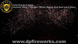 PFX7FR RLS WMN - Instant Slice - 7Shots - White Mines And Red Lace Slice - DunPai Fireworks