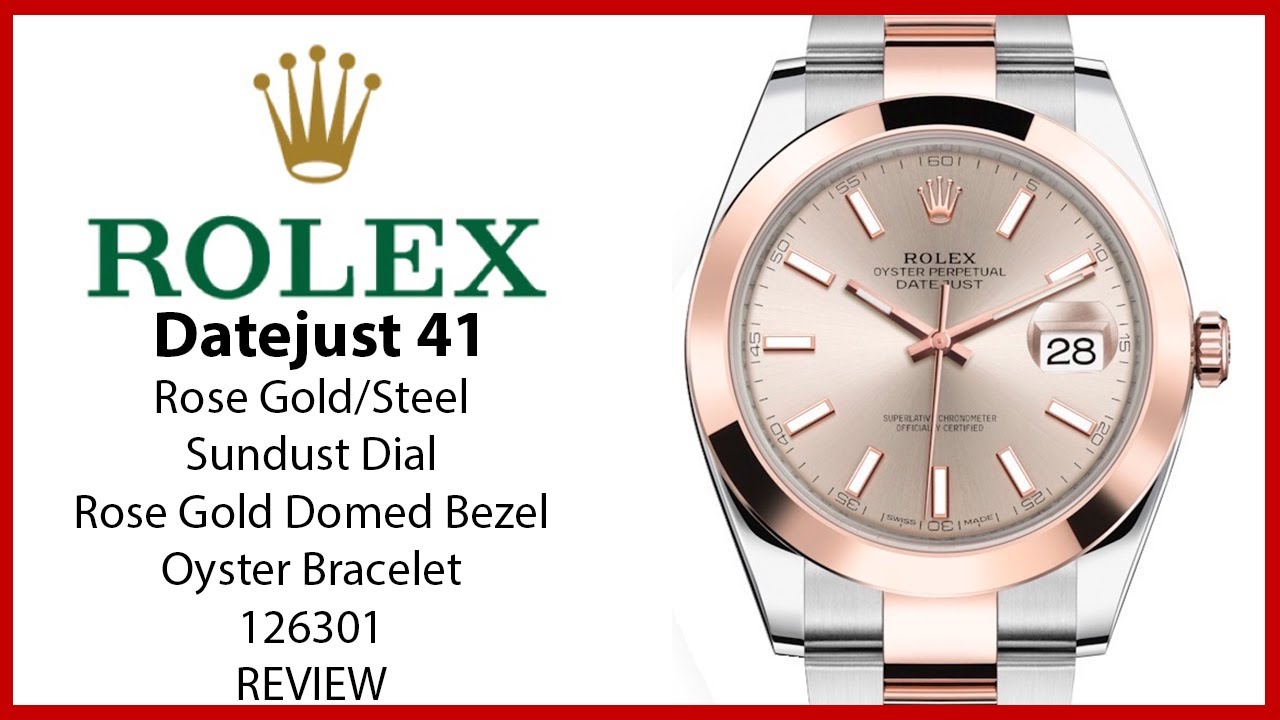 Rolex Datejust 41 Rose Gold/Steel Sundust Index Dial Smooth Bezel