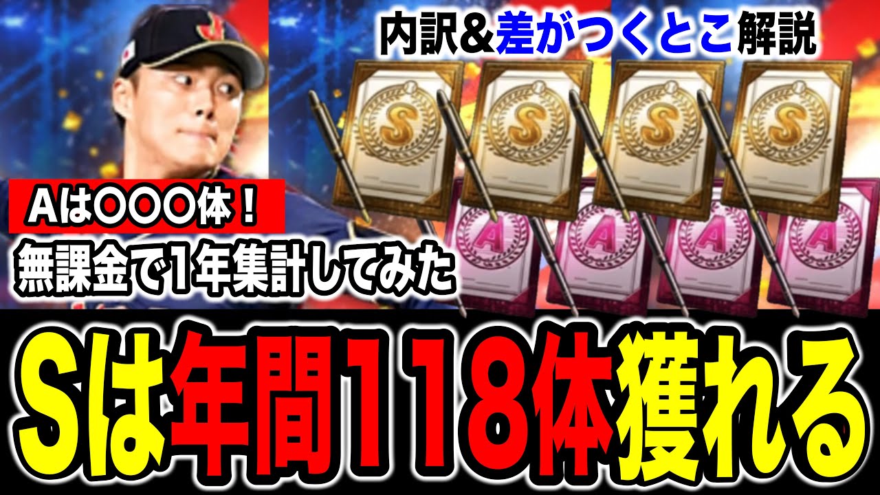 【無課金必見】S・Aランク年間獲得数紹介!より増やしたければ〇〇すべき!【プロスピA】【フォルテ】#817