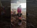 The process of mixing construction materials in very dirty and muddy areas
