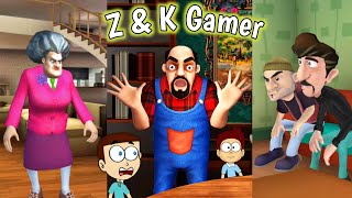 Scary Teacher 3D vs Scary Stranger 3D vs Scary Robber Home Clash | Shiva and Kanzo Gameplay