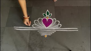 Border rangoli design || easy front door rangoli border || rangoli design 