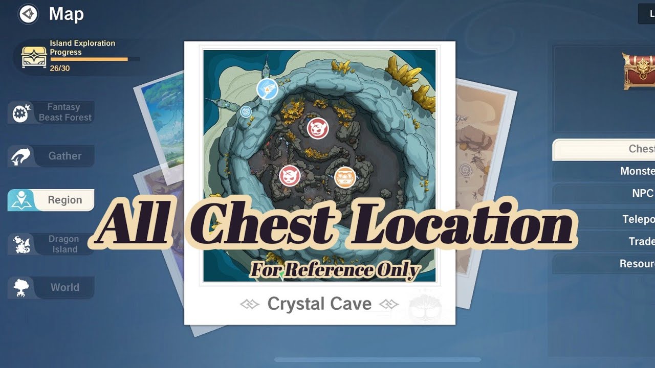 All Chest Location - Map Crystal Cave - The Legend of Neverland