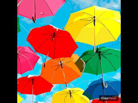 Coloring pictures Multiple color umbrellas with games oil