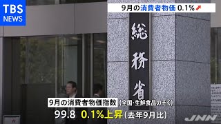 ９月の消費者物価０．１％上昇 １年６か月ぶりプラスに