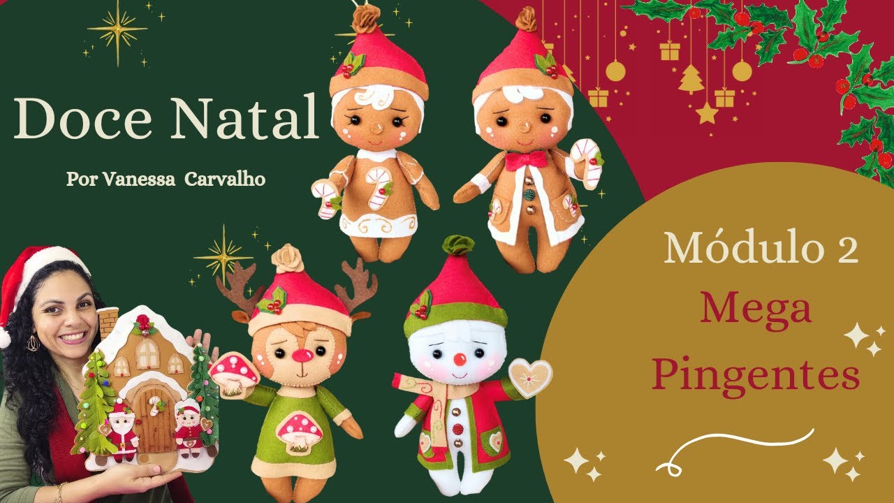 Mega Pingentes Natalinos em feltro - Feltrando com a Val - Ep.25