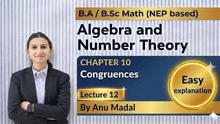 Algebra & number theory 151.linear Congruences example 1,2 BA BSC Math Anuman Kurukshetra university