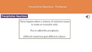 C4 12   Precipitation Reactions Foundation Tier Summary
