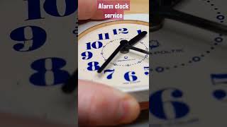 Alarm clock service with mechanical movement and pin lever escapement Mera Poltik disassembly