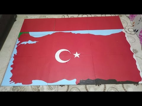 Türk bayraklı Türkiye Haritası yapımı -23 Nisan , 29 Ekim Bayramı Etkinliği gösterileri için