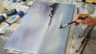 Landscape/Abstrakte malerei/ How to paint/Demo Peinture abstraite/Abstract Art /Pintura abstracta