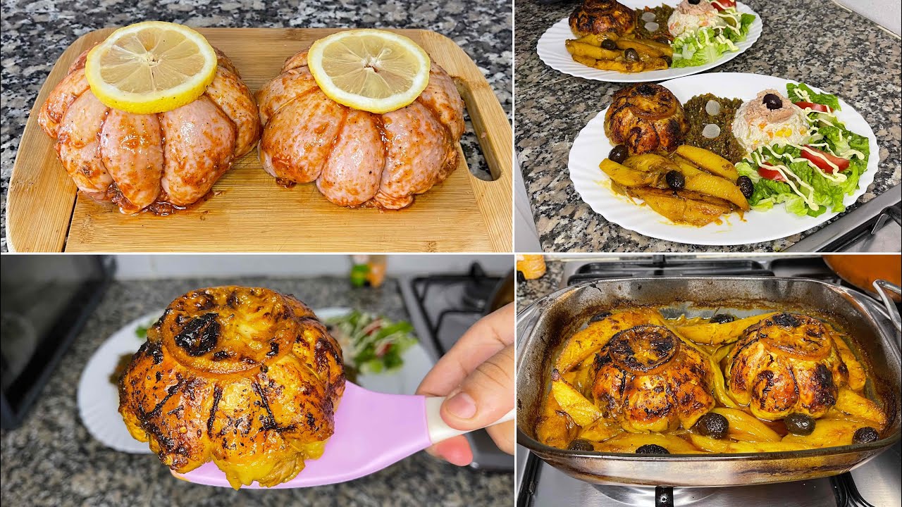 أفخاد دجاج محشيين بطريقة احترافية محمرين فالفرن مع بطاطا محمرة الله الله