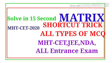 MATRIX PART 3 MCQ Shortcut trick for JEE,MHT  -CET,NDA All types of Entrance exam