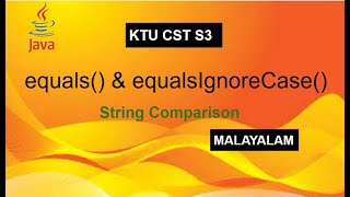 13 |  equals() & equalsIgnoreCase() | JAVA String Methods - Malayalam Tutorial