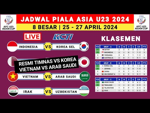 RESMI! Jadwal 8 Besar Piala Asia U23 2024 - Indonesia vs Korea Selatan - Klasemen Piala Asia U 23