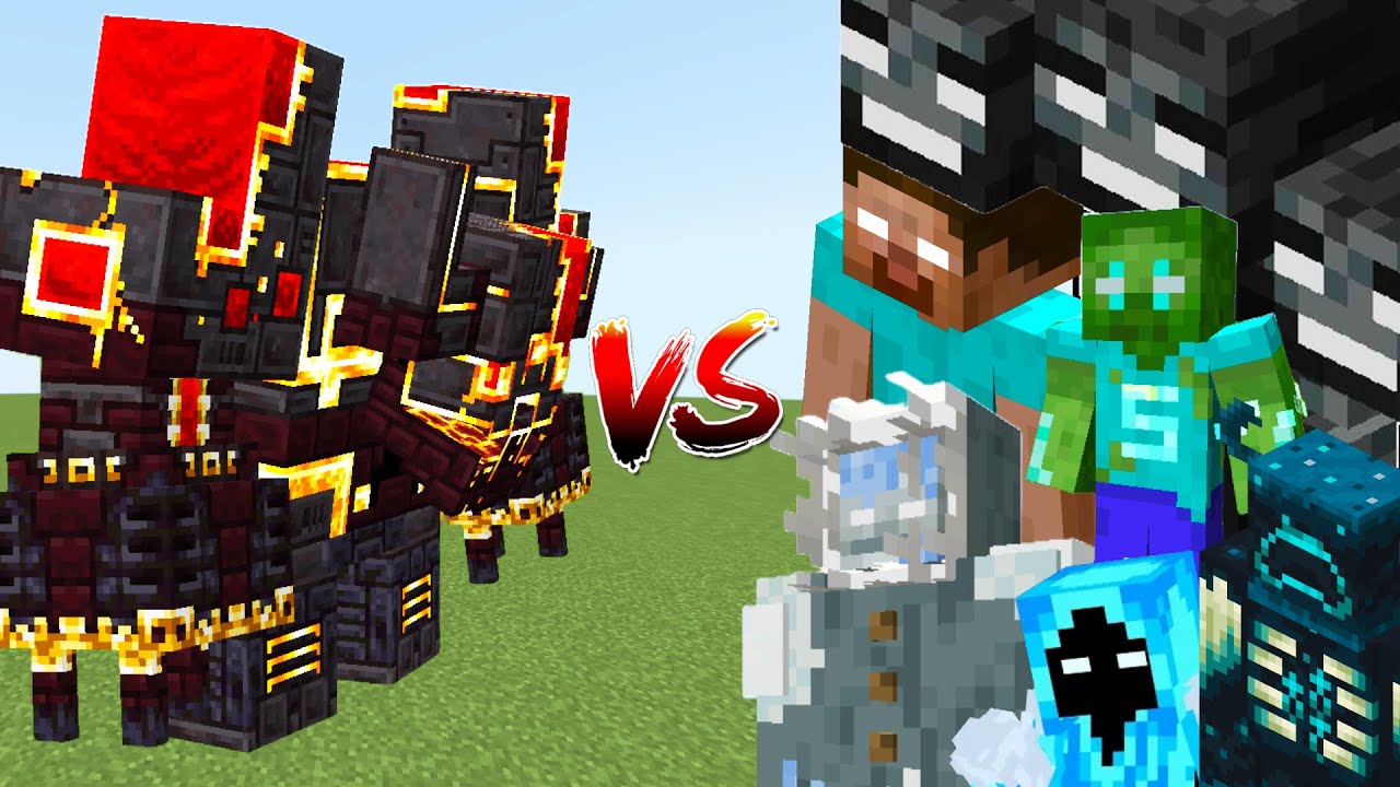 Reworked Netherite Monstrosity VS All Minecraft Boss Mobs - Minecraft Mobs Battle