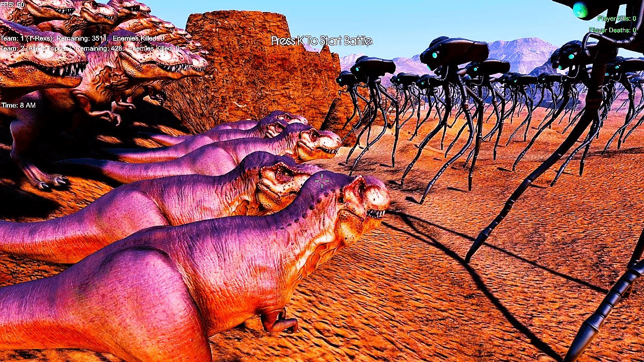 T-REX Vs ALIEN TRIPODS -  Ultimate Epic Battle Simulator UEBS