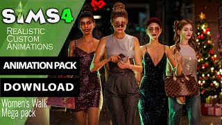 Sims 4 realistic Mega Pack animations download  'Women's Walk'