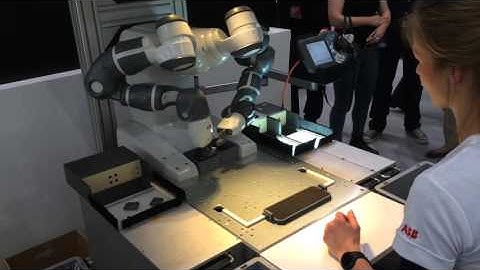 Assembly with robot pushbuttons