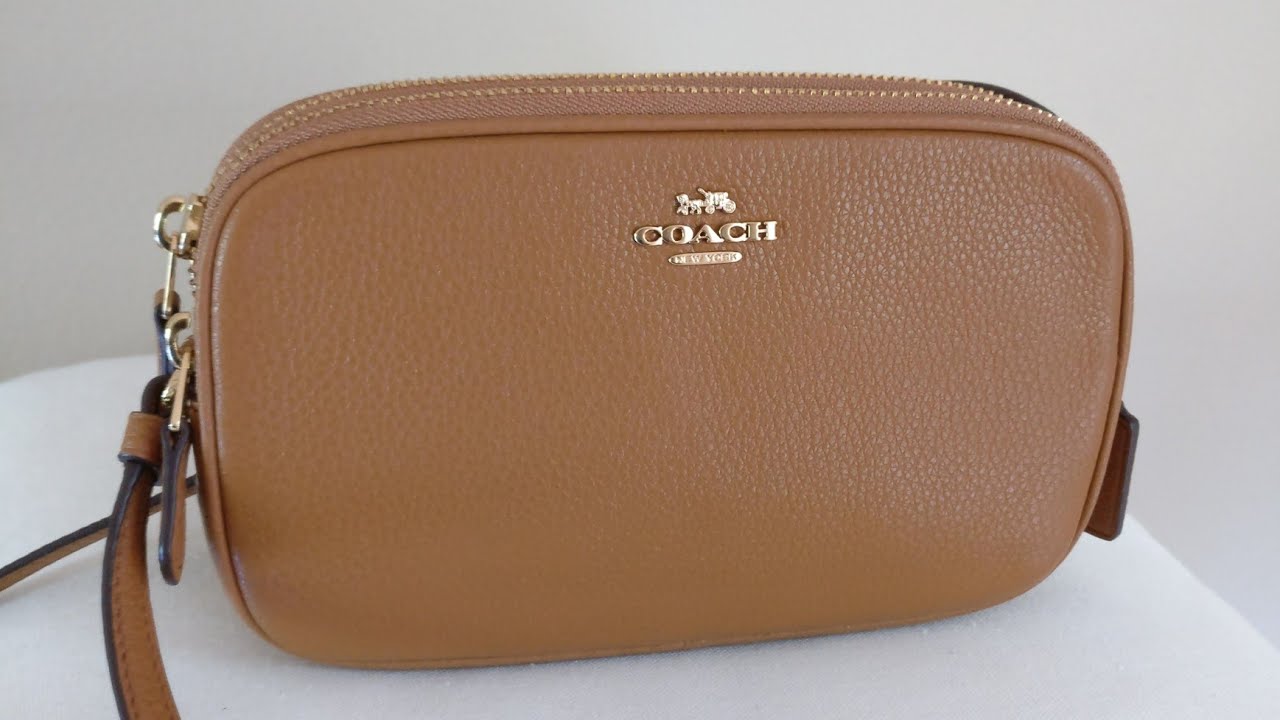 Coach Crossbody Pouch Camera Bag in Pebbled Leather - What Fits? - YouTube