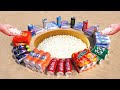 Coca Cola vs M&amp;M Ball, Mtn Dew, Mirinda, Sprite, Fanta, Soda Drinks and Mentos Underground