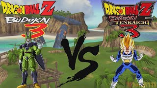 Dragon Ball Z Budokai 3 vs Tenkaichi 3 comparison - Cell vs Vegeta [TAS]
