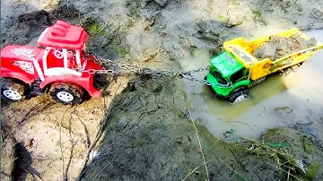 Tata Truck Accident mud pit pulling out Ford tractor| Bruder Tractor | MT Tractor |Mv k Toy