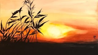 Easy Watercolor Sunset Painting Demonstration