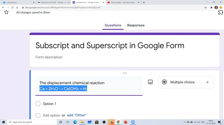 Master Google Form: Subscript, Superscript, and Chemical Equations