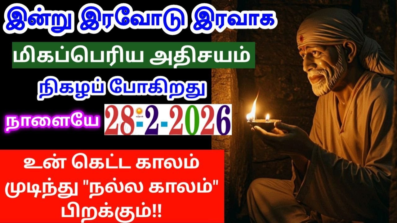 28-2-26/இரவோடு இரவாக கெட்ட காலம்💯Sai baba  Tamil/sai 🙏motivationalspeech#motivationtamil🌸