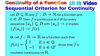 Sequential Criterion for Continuity