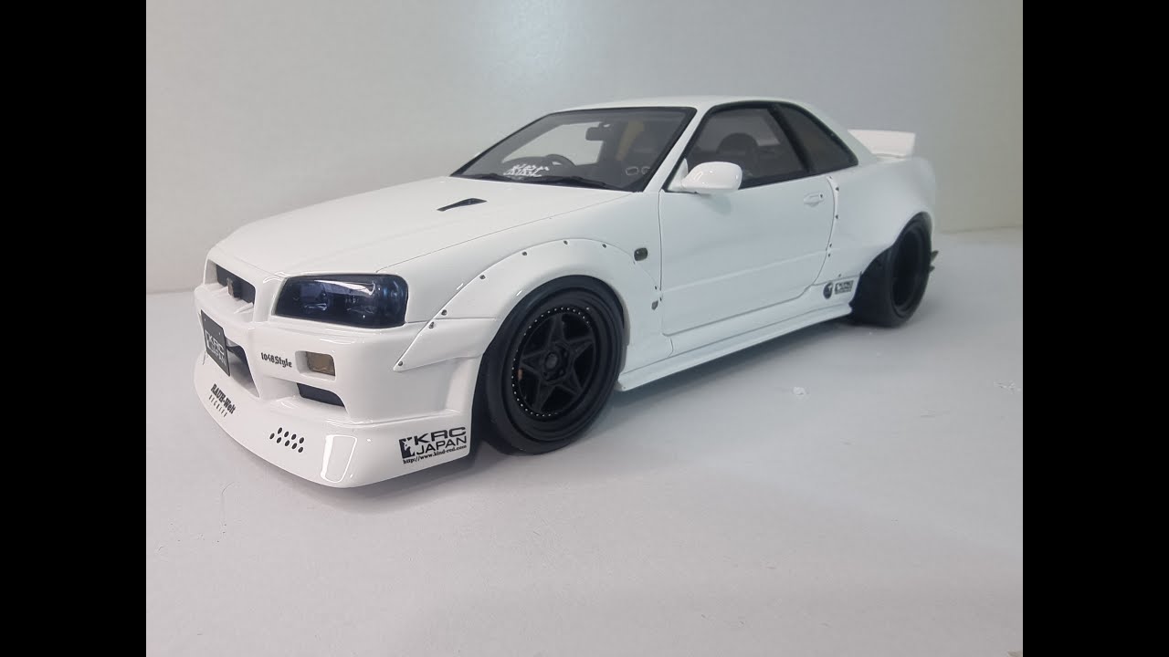 Otto Mobile Nissan Skyline GT-R BNR34 By Krc Pearl White 1:18