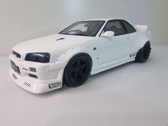Otto Mobile Nissan Skyline GT-R BNR34 By Krc Pearl White 1:18