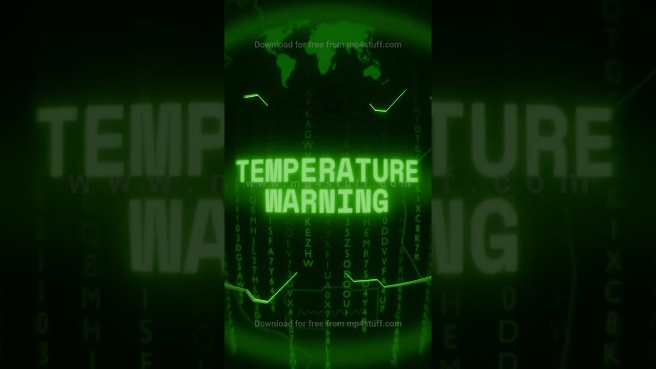 TEMPERATURE WARNING   Retro CRT green screen glitch text animation
