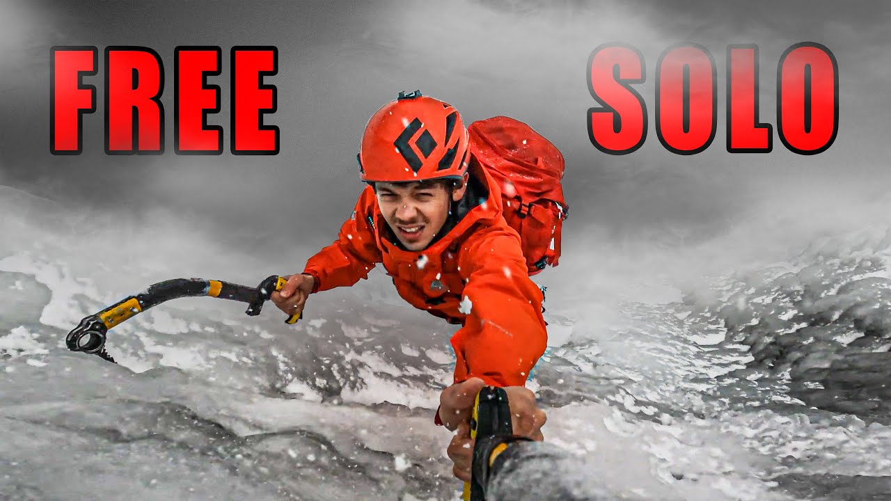Free Solo Ice Climbing in a Snowstorm YouTube