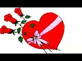 تعليم الرسم للأطفال رسم قلب مع ورد أحمر/ how to draw a heart with roses