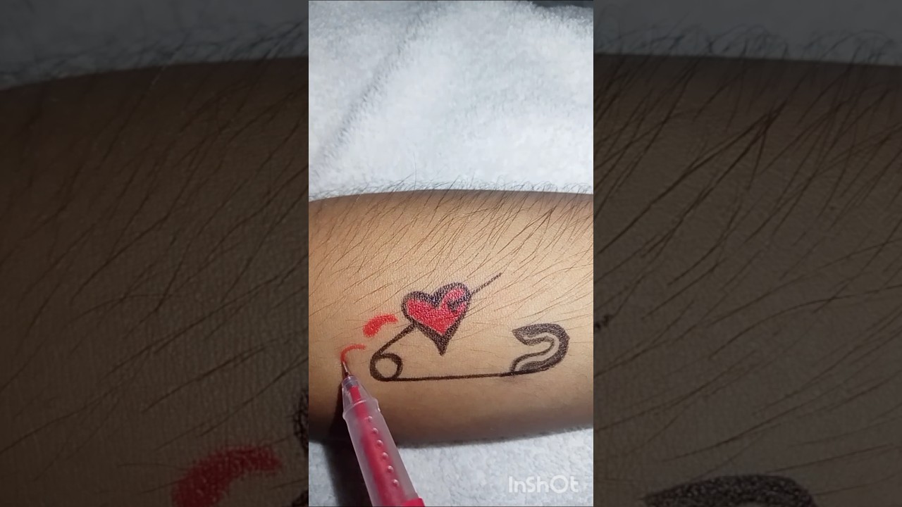 Heart attract safety pin tattoo idea #shorts #art