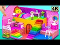 Build Miniature Pink Tube House with Star Bedroom and Mini Pool for a Family ❤️ DIY Miniature House