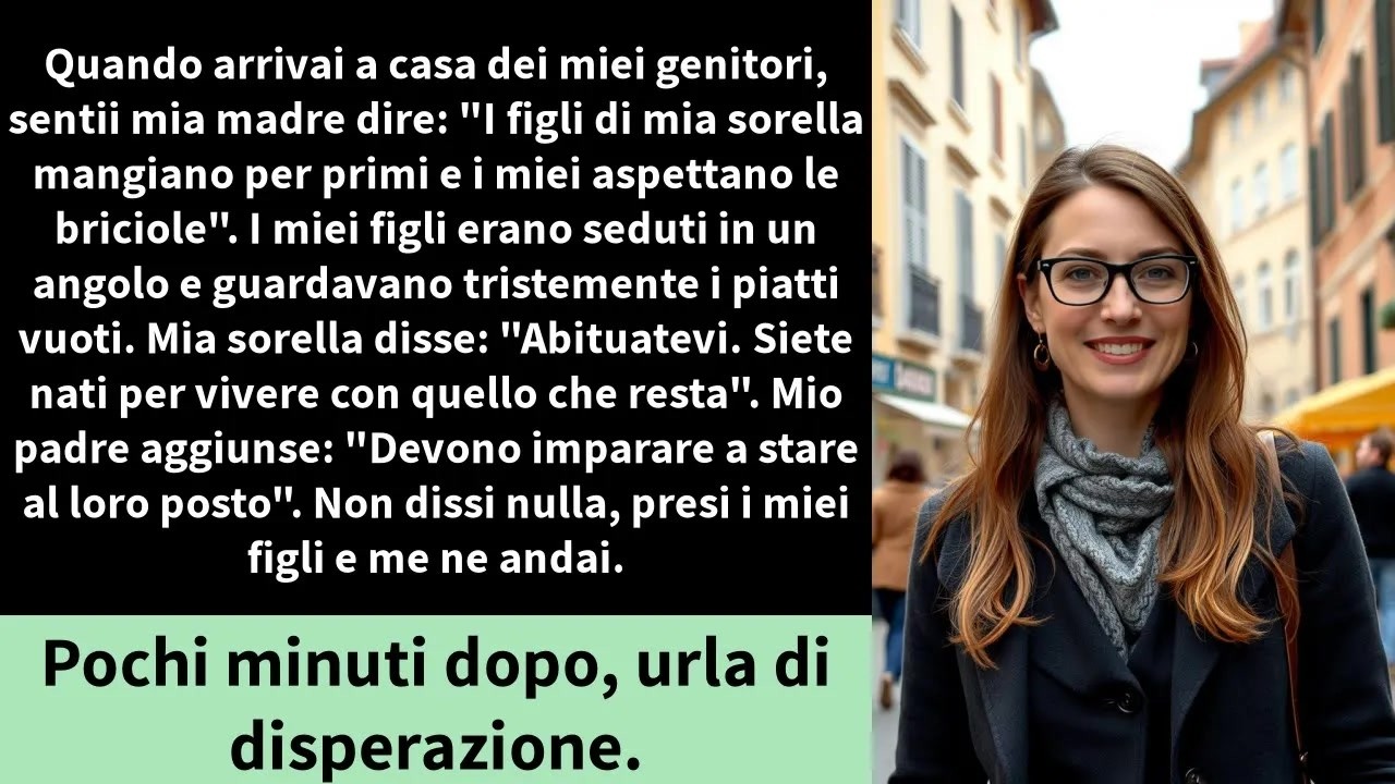 Quando arrivai a casa dei miei genitori, sentii mia madre dire： ＂I figli di mia sorella mangiano per