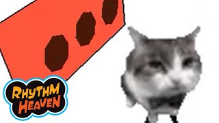 cat throwing a brick meme but it's rhythm heaven [DEFINITIVE EDITION]