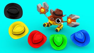 AnimaCars - Learn colors playing the hat game - Learning cartoons for kids with trucks &amp; animals