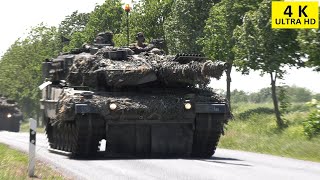 Kampfpanzer Leopard 2 L93 Straßenmarsch nach Gewässerübergang Bundeswehr Manöver Heidesturm Quadriga