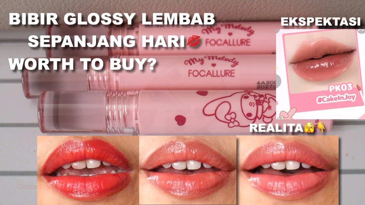 FOCALLURE X SANRIO PRO JUICY WATERY TINT | BIBIR KERING - SUPER LEMBAB & GLOSSY 😍 | Maria Soelisty