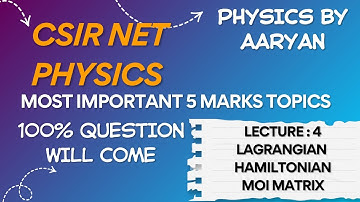 CSIR NET Physics | Part C | Lagrangian | Hamiltonian| Canonical transformation| MOI Matrix