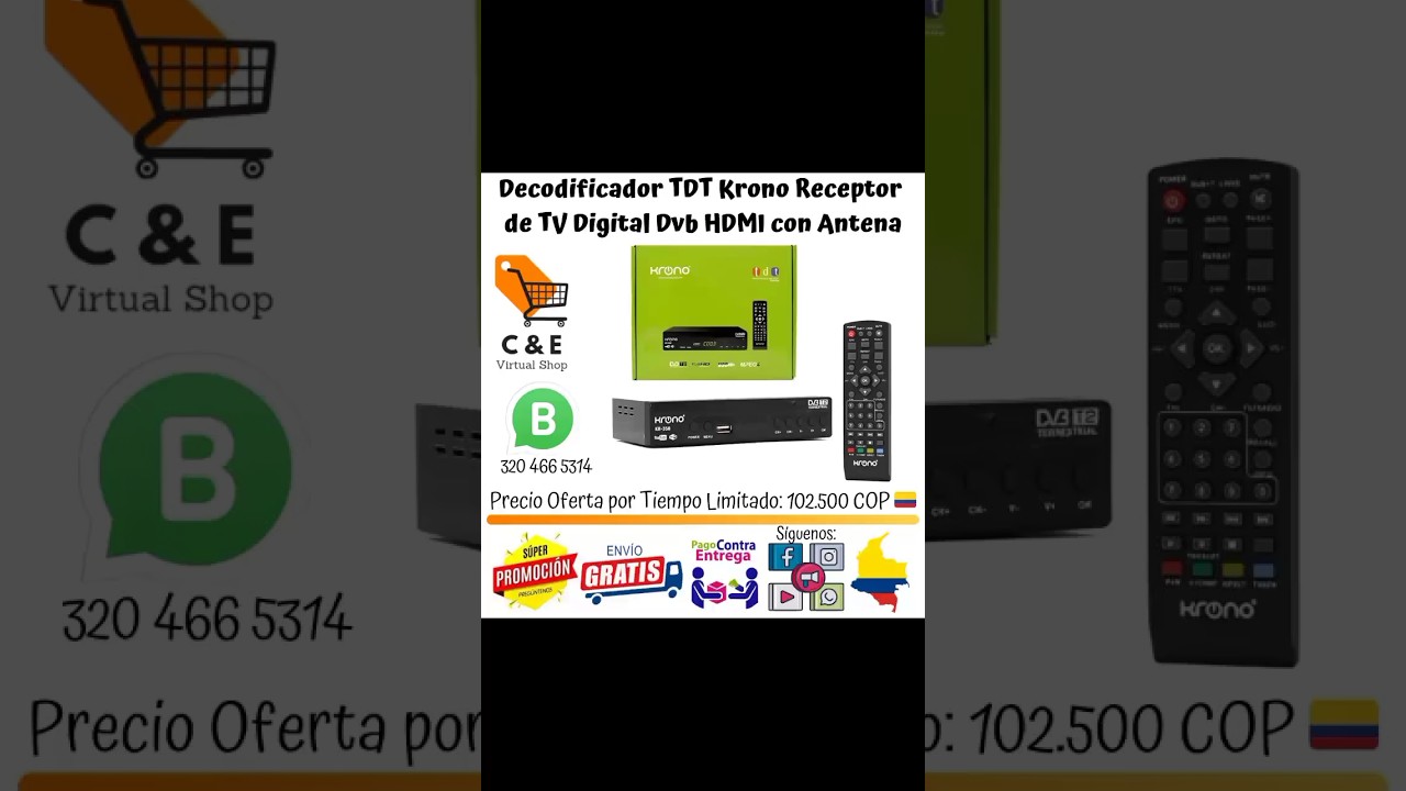 🔖🛒 Decodificador TDT Krono Receptor de TV Digital Dvb HDMI con Antena  Envío Gratis y Paga al Recibir 